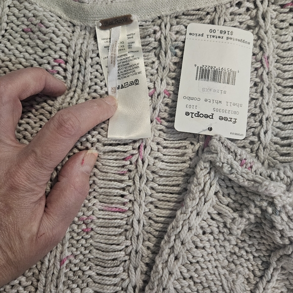 NWT Free People White Cable Knit Oversized Sweater sz XS - Picture 8 of 14
